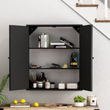 WELLFOR 24-in x 28-in Surface Mount Black Mirrored Soft Close Medicine Cabinet