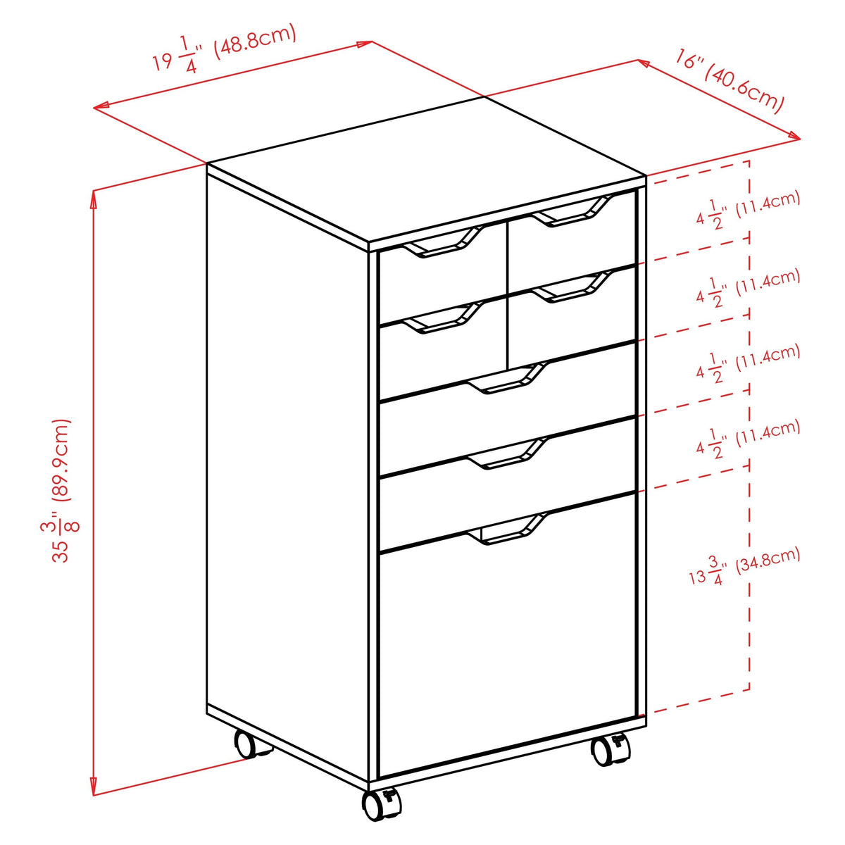 Winsome Wood Halifax Black 6-Drawer 19.21-in File Cabinet