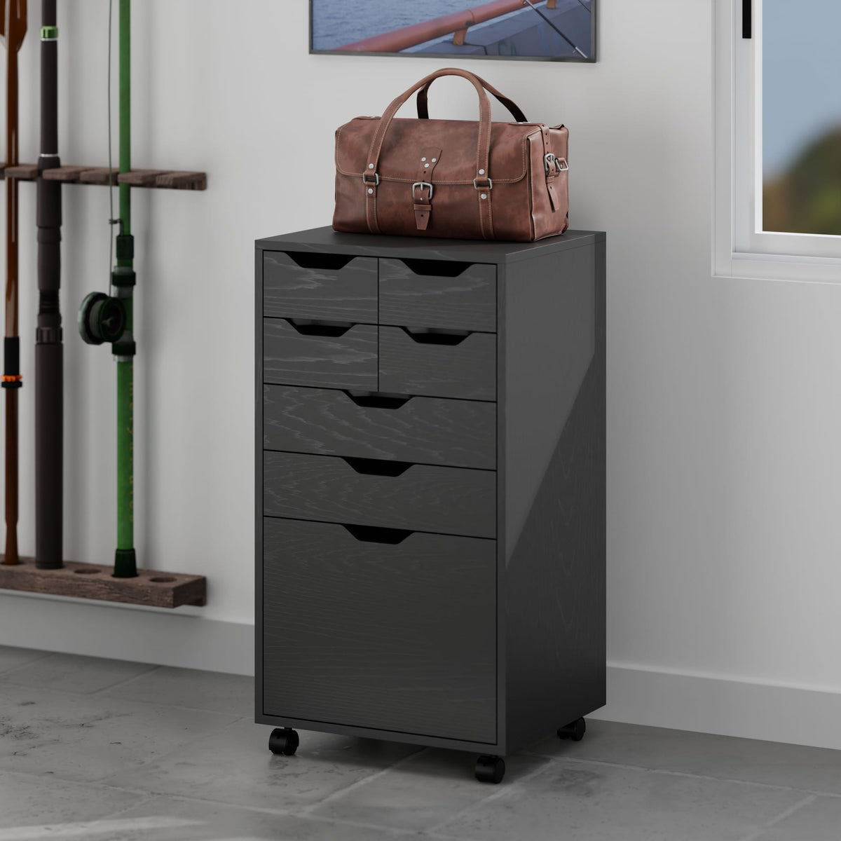 Winsome Wood Halifax Black 6-Drawer 19.21-in File Cabinet