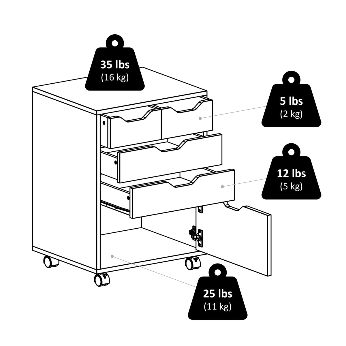 Winsome Wood Halifax White 4-Drawer 19.21-in File Cabinet