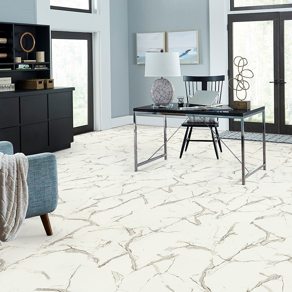 Pergo Verona Marble Off-white Luxury Vinyl Tile Flooring - Waterproof, 22-mil, 21.18 sq ft/Carton