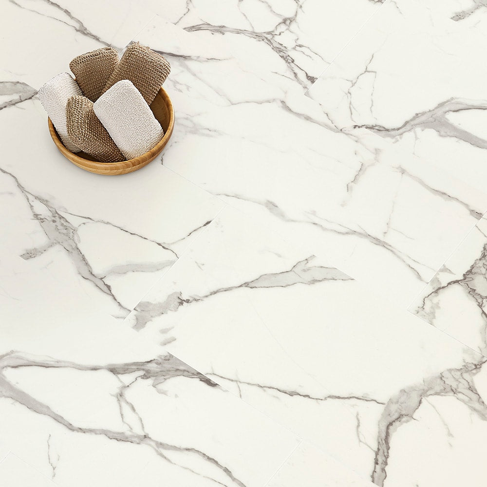 Pergo Verona Marble Off-white Luxury Vinyl Tile Flooring - Waterproof, 22-mil, 21.18 sq ft/Carton