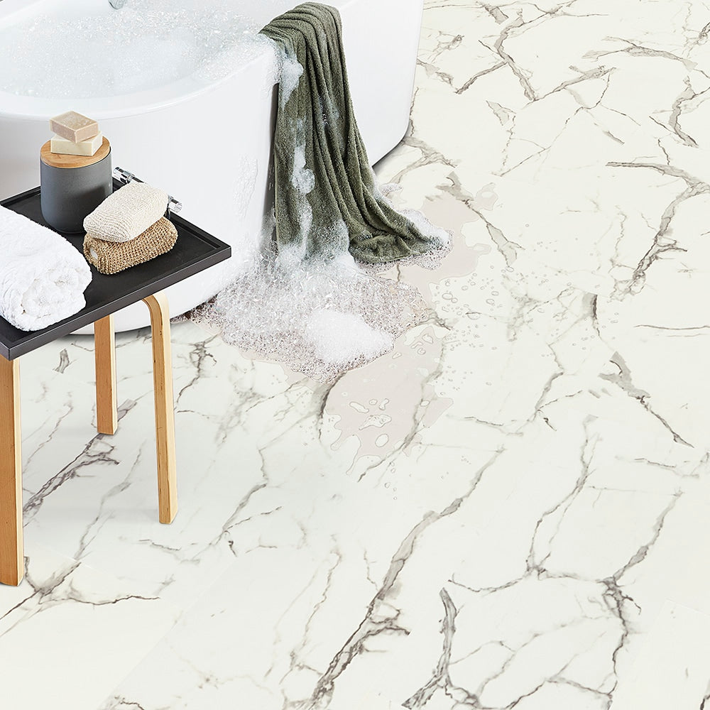 Pergo Verona Marble Off-white Luxury Vinyl Tile Flooring - Waterproof, 22-mil, 21.18 sq ft/Carton