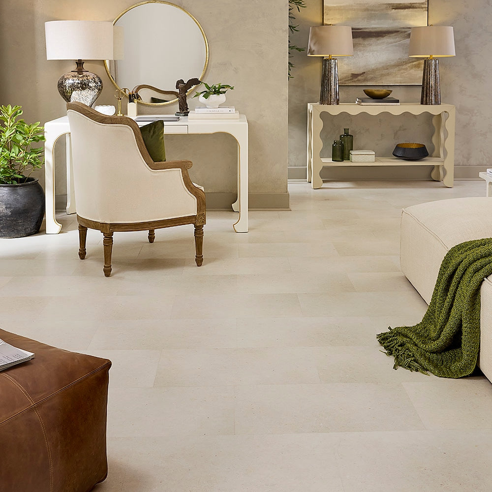 Pergo Marbella Limestone Gray Luxury Vinyl Tile Flooring with WetProtect