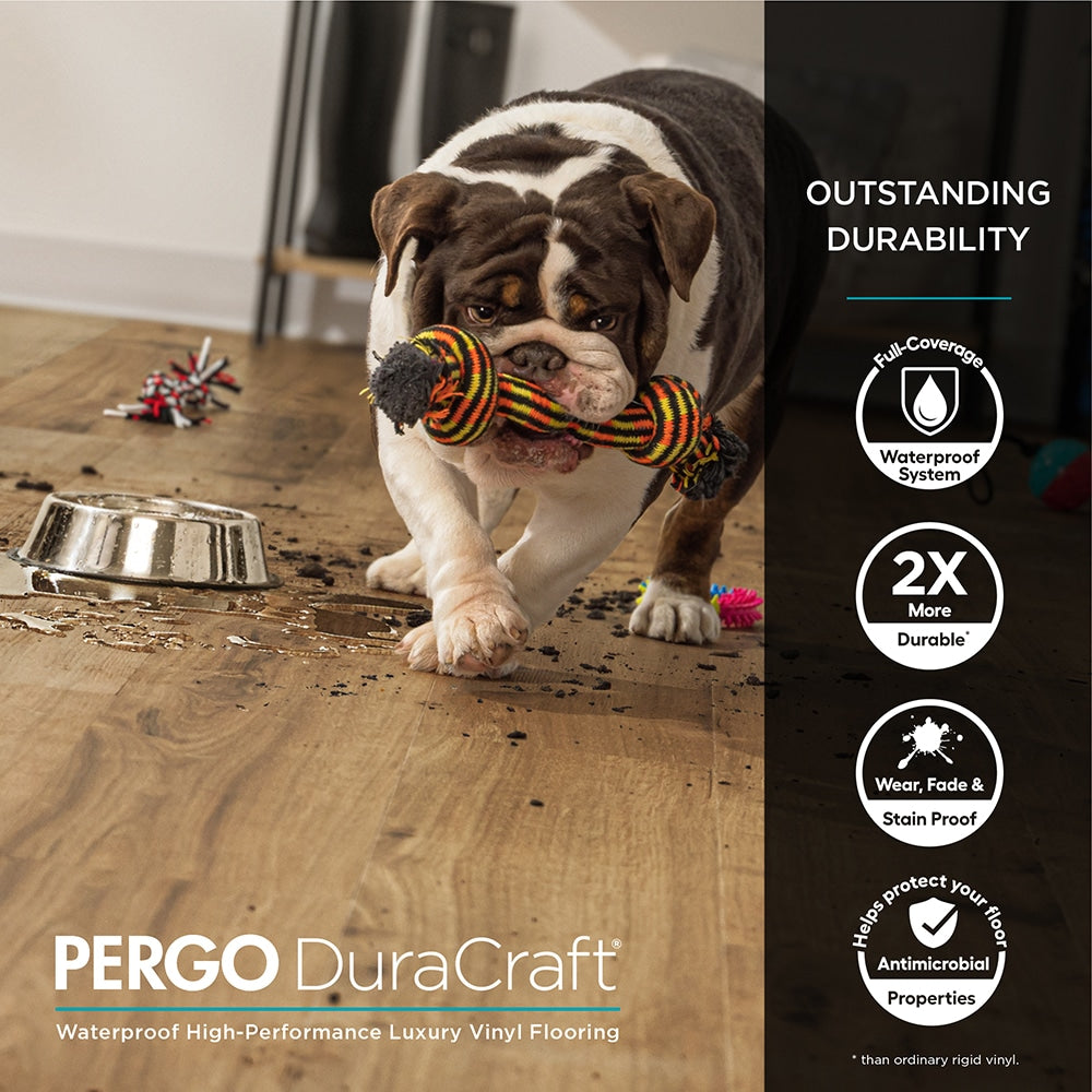 Pergo DuraCraft Lourdes Oak Gray Luxury Vinyl Plank - Waterproof 22-mil