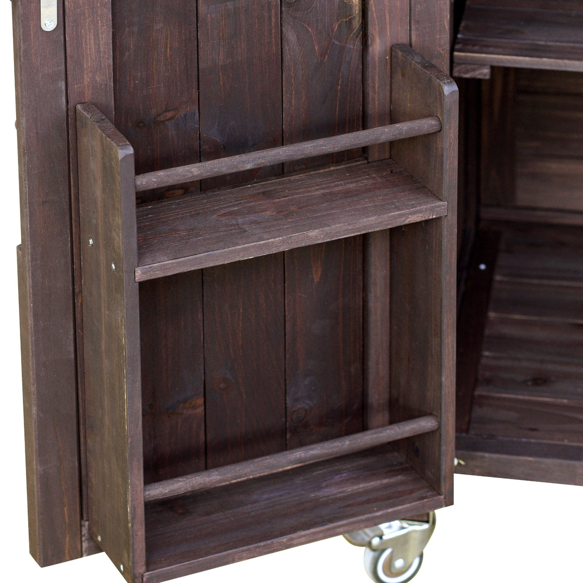 BABOOM Brown Wood Base with Stainless Steel Metal Top Rolling Kitchen Island (18.5-in x 50.25-in x 36.3-in)