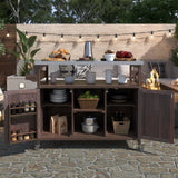 BABOOM Brown Wood Base with Stainless Steel Metal Top Rolling Kitchen Island (18.5-in x 50.25-in x 36.3-in)