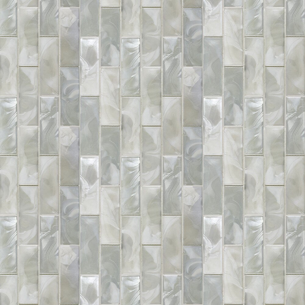 Elida Ceramica White 12-in x 12-in Glossy Glass Brick Mosaic Wall Tile, 1.06-sq ft