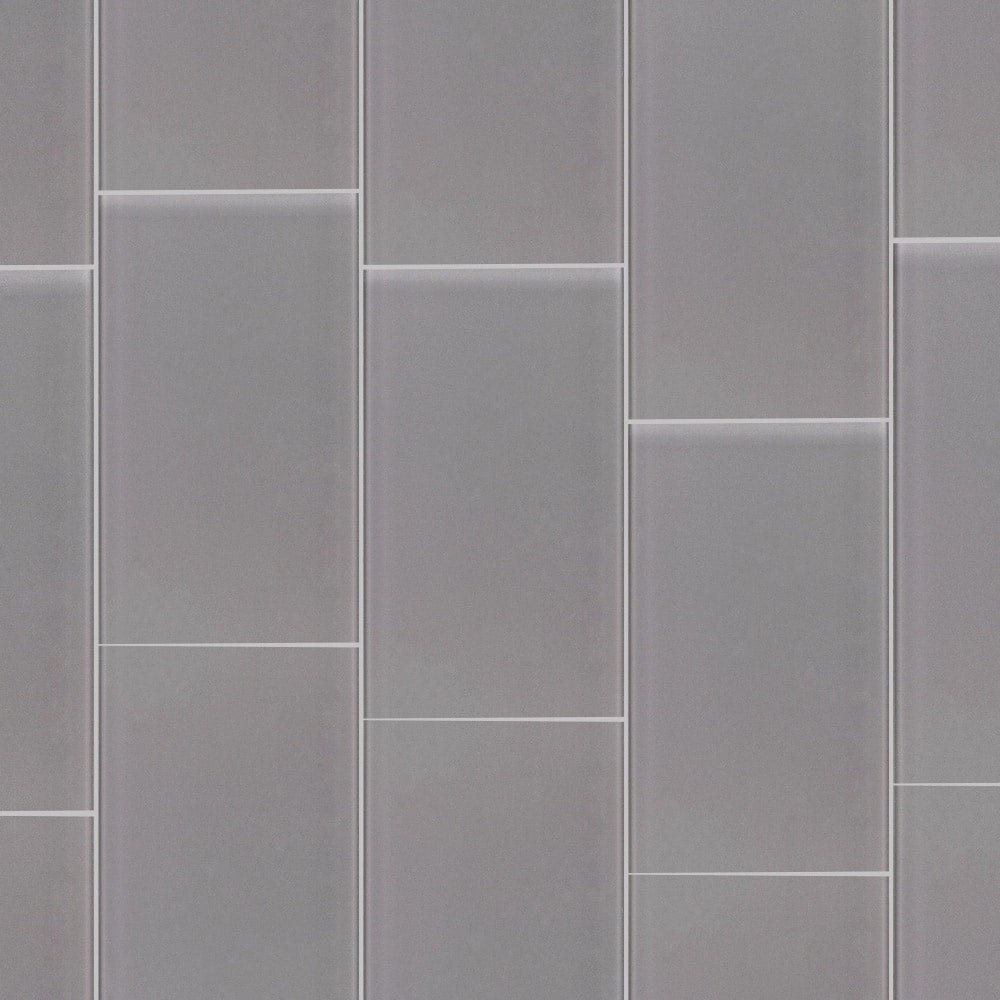 Elida Ceramica Grey Glass 4-in x 8-in Glossy Subway Wall Tile