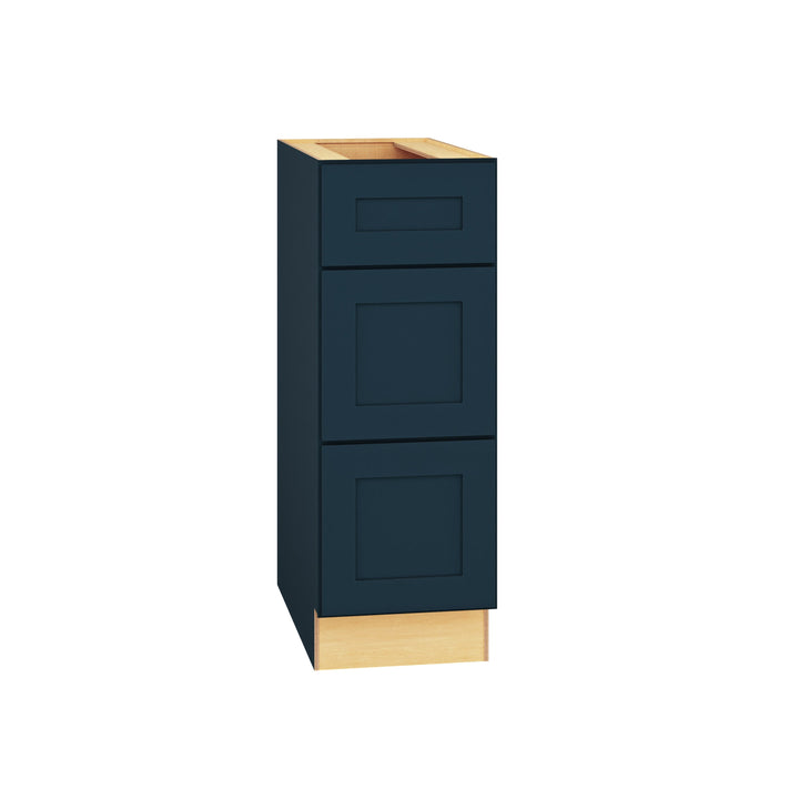 Diamond Express Jamestown 12-in W x 34.5-in H x 24-in D Regatta Blue 3-Drawer Base Fully Assembled Plywood Cabinet (Recessed Panel Shaker Style)