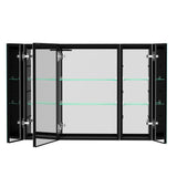 Forclover Dimmable LED Bathroom Medicine Cabinet 40-in x 30-in Defogging Surface Mount Black Mirrored Medicine Cabinet with 2 Side Cabinet Left Open