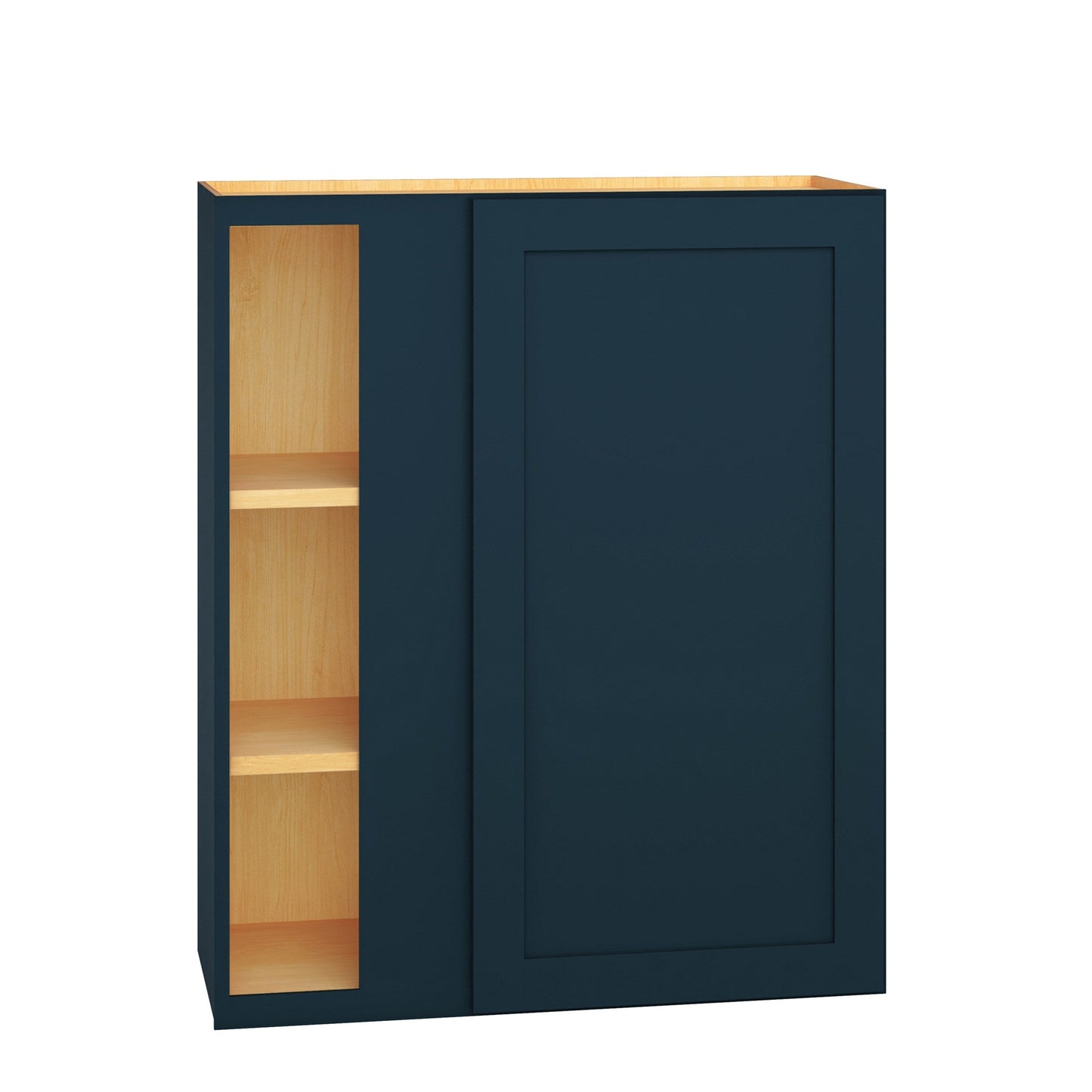 Diamond Express Jamestown 30-in W x 36-in H x 12-in D Regatta Blue Blind Corner Wall Fully Assembled Plywood Cabinet (Recessed Panel Shaker Style)