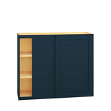 Diamond Express Jamestown 36-in W x 30-in H x 12-in D Regatta Blue Blind Corner Wall Fully Assembled Plywood Cabinet (Recessed Panel Shaker Style)