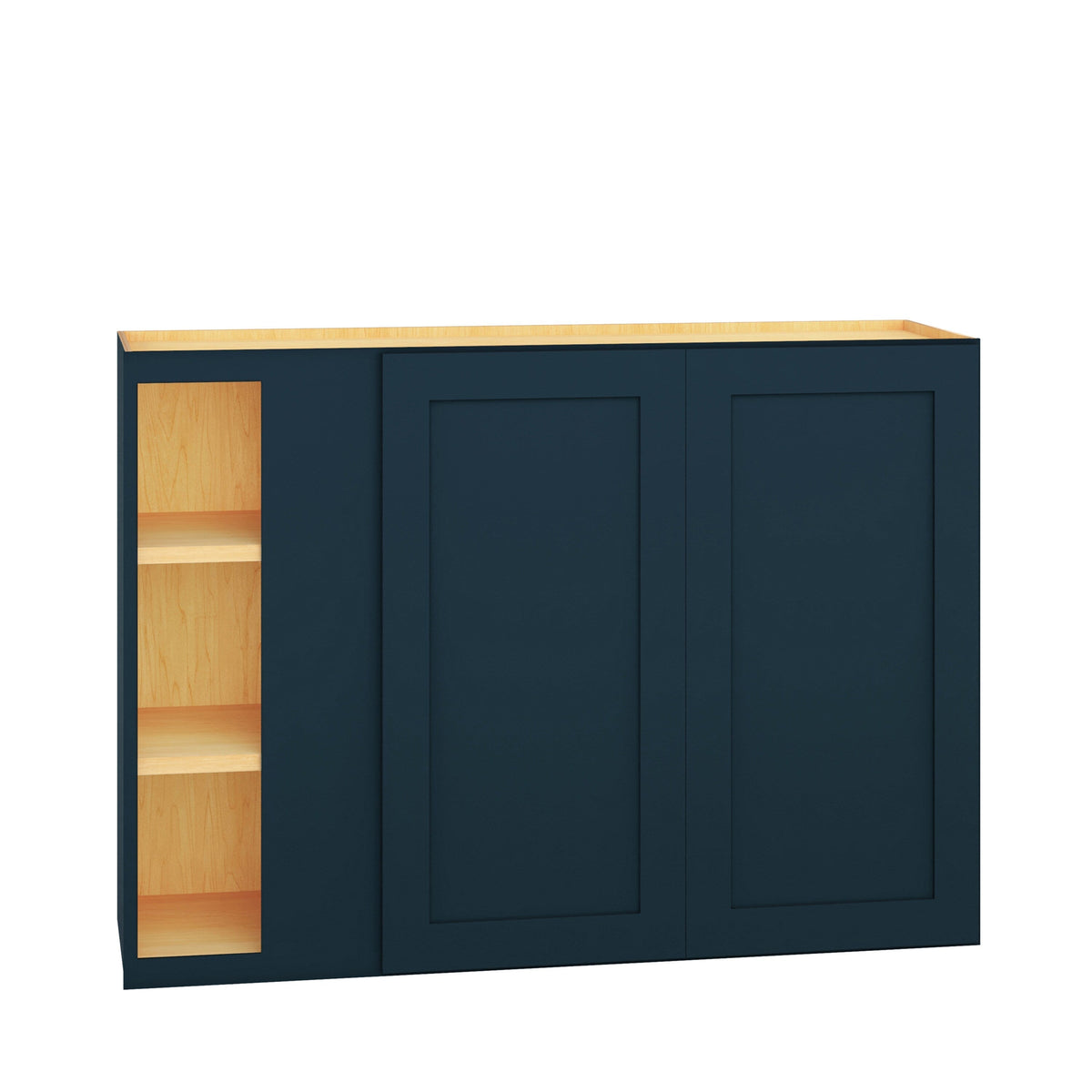 Diamond Express Jamestown 42-in W x 30-in H x 12-in D Regatta Blue Blind Corner Wall Fully Assembled Plywood Cabinet (Recessed Panel Shaker Style)