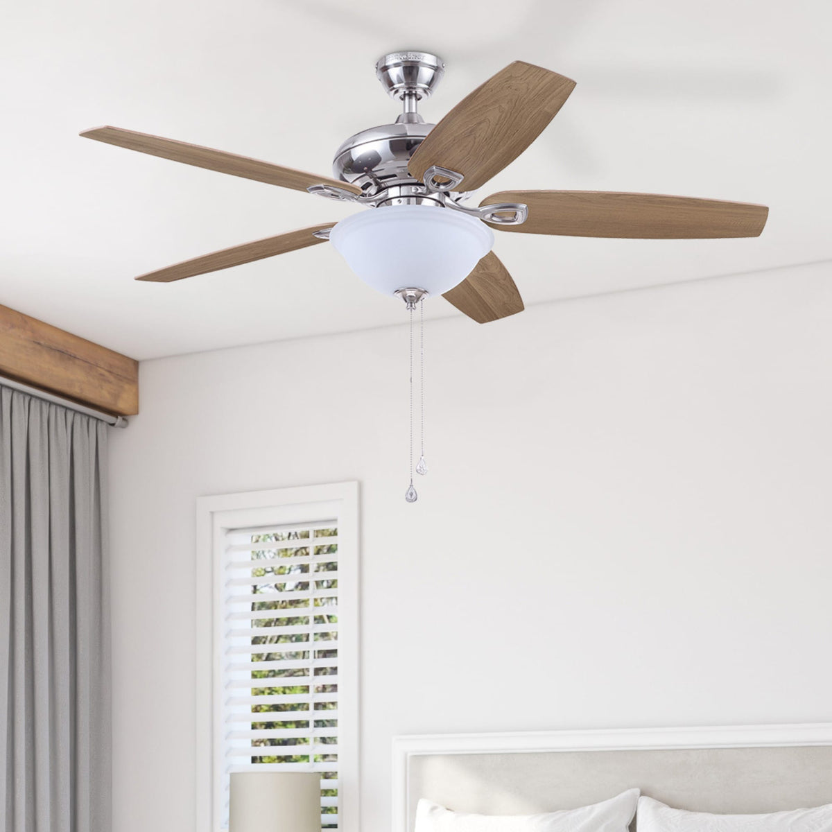 Harbor Breeze Coastal Creek 52-in Brushed Nickel LED Indoor Ceiling Fan with Light Kit (5-Blade)