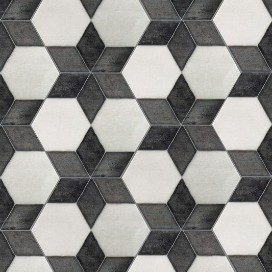 Boutique Ceramic Starfire Black and White 6-in x 6-in Multi-finish Porcelain Patterned Multi-shaped Floor and Wall Tile product image