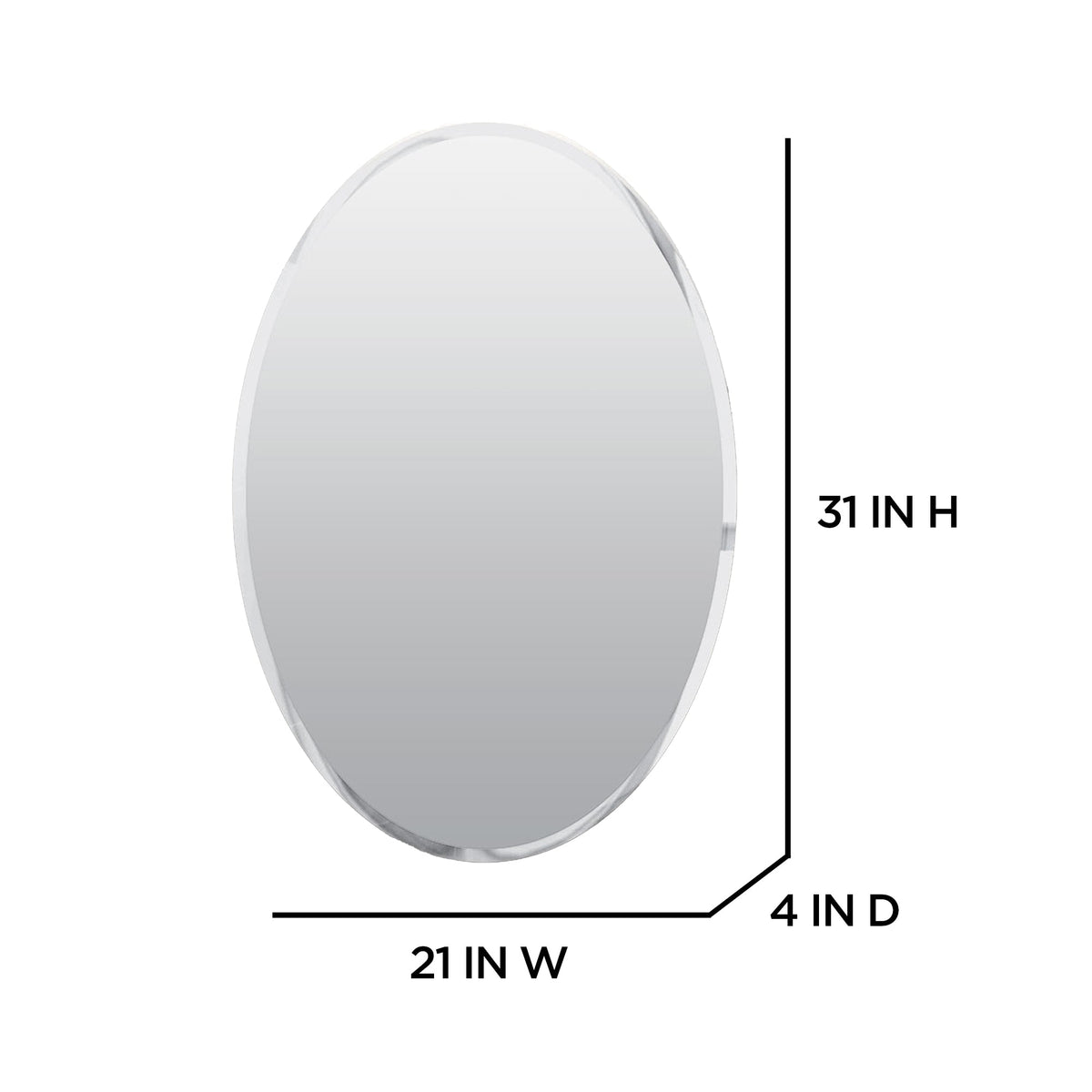 allen + roth 21-in x 31-in Surface Mount Frameless Mirrored Oval Medicine Cabinet