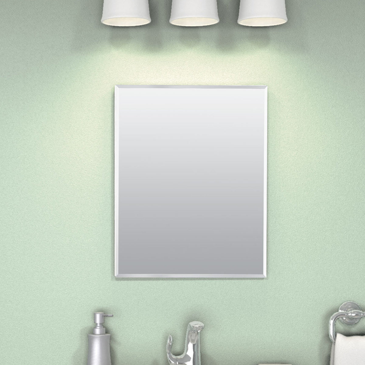 Project Source 16-in x 20-in Rectangle Surface/Recessed Frameless Mirrored Medicine Cabinet, White Plastic Body