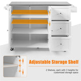 BABOOM White Mdf Base with Stainless Steel Metal Top Rolling Kitchen Island (18-in x 53-in x 36-in)