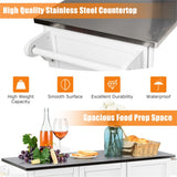BABOOM White Mdf Base with Stainless Steel Metal Top Rolling Kitchen Island (18-in x 53-in x 36-in)