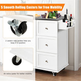 BABOOM White Mdf Base with Stainless Steel Metal Top Rolling Kitchen Island (18-in x 53-in x 36-in)