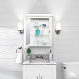 Zenna Home 22.38-in x 27.19-in Surface Mount White Mirrored Medicine Cabinet