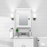 Zenna Home 22.38-in x 27.19-in Surface Mount White Mirrored Medicine Cabinet