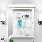 Zenna Home 22.38-in x 27.19-in Surface Mount White Mirrored Medicine Cabinet