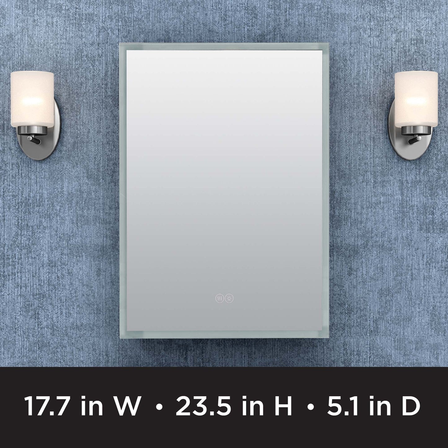 Zenna Home Designer Series 17.7-in x 23.5-in Lighted LED Fog Free Surface/Recessed Mount Aluminum Mirrored Soft Close Medicine Cabinet with Outlet