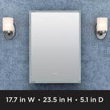 Zenna Home 17.7-in x 23.5-in Lighted LED Fog Free Surface/Recessed Mount Aluminum Mirrored Medicine Cabinet with Outlet