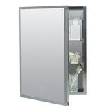 Zenna Home 17.7-in x 23.5-in Lighted LED Fog Free Surface/Recessed Mount Aluminum Mirrored Medicine Cabinet with Outlet
