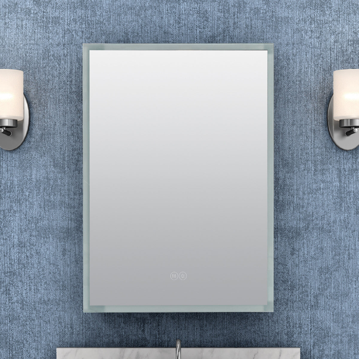 Zenna Home 17.7-in x 23.5-in Lighted LED Fog Free Surface/Recessed Mount Aluminum Mirrored Medicine Cabinet with Outlet