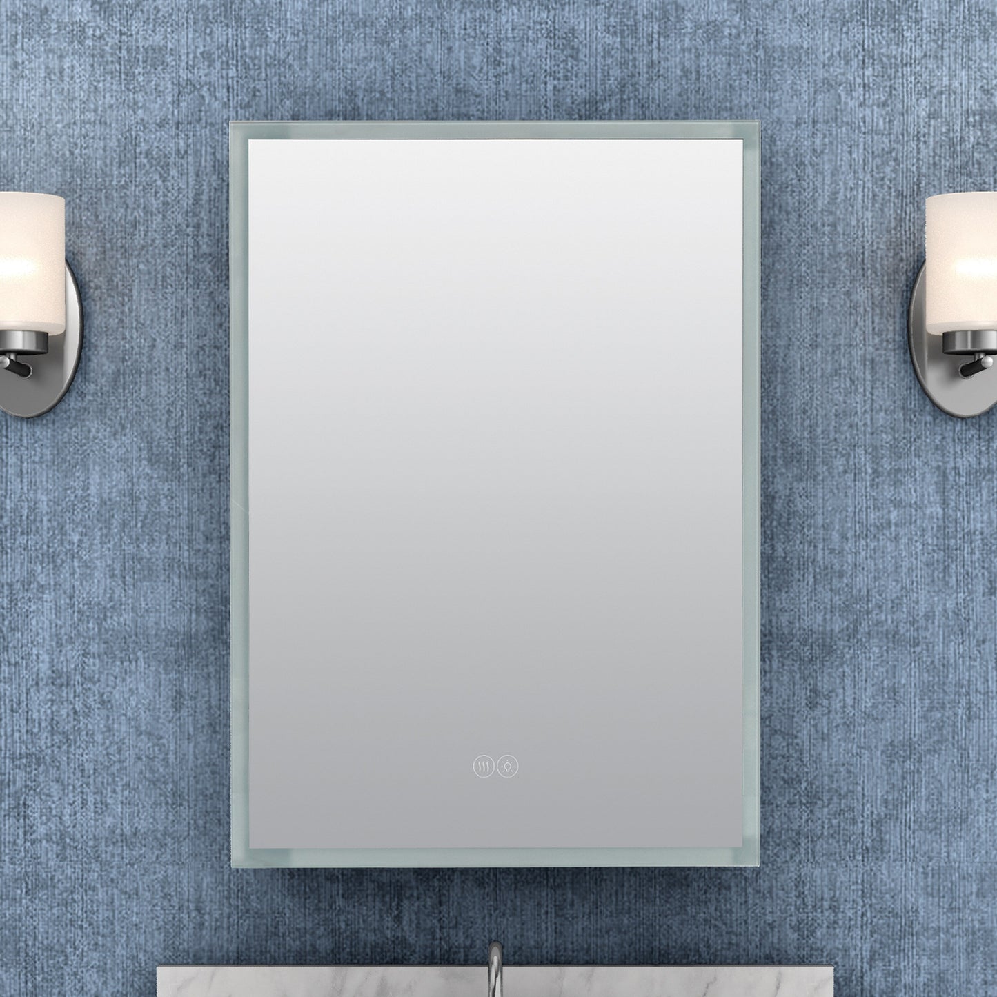 Zenna Home 17.7-in x 23.5-in Lighted LED Fog Free Surface/Recessed Mount Aluminum Mirrored Medicine Cabinet with Outlet