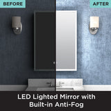 Zenna Home Designer Series 17.7-in x 23.5-in Lighted LED Fog Free Surface/Recessed Mount Aluminum Mirrored Soft Close Medicine Cabinet with Outlet