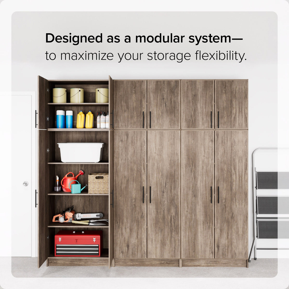 Prepac Elite 32-in W x 65-in H Wood Composite Drifted Gray Freestanding Utility Storage Cabinet