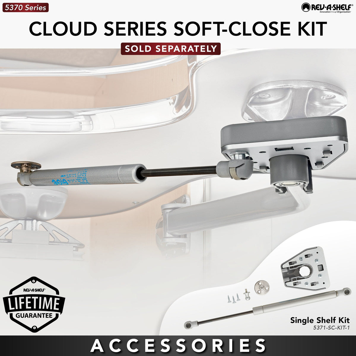 Rev-A-Shelf 4.75-in W x 2-in H x 14-in D Soft-Close Sliding Shelf Kit for Cloud Blind Corner Organizers, 1-Tier