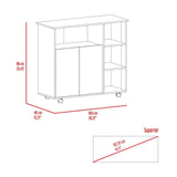 BABOOM White Composite Base with Wood Top Rolling Kitchen Island (15.75-in x 39.37-in x 35.43-in)