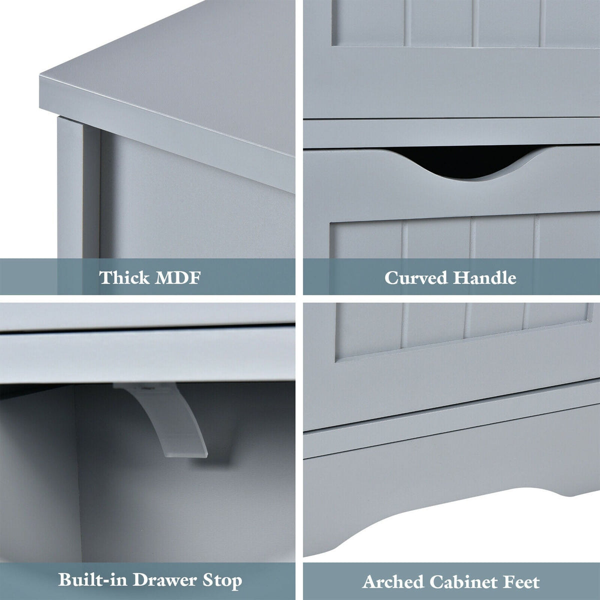 WELLFOR 12-in x 32.5-in x 12-in Gray Freestanding Corner Linen Cabinet