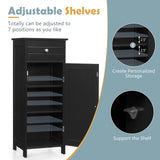 WELLFOR 14-in x 34.5-in x 12-in Black Freestanding Corner Linen Cabinet