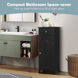 WELLFOR 14-in x 34.5-in x 12-in Black Freestanding Corner Linen Cabinet