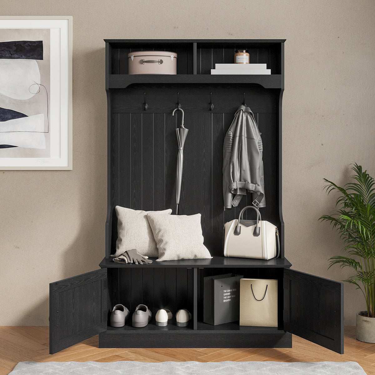Flash Furniture Fraser Modern 11.75-in Black Composite Hall Tree