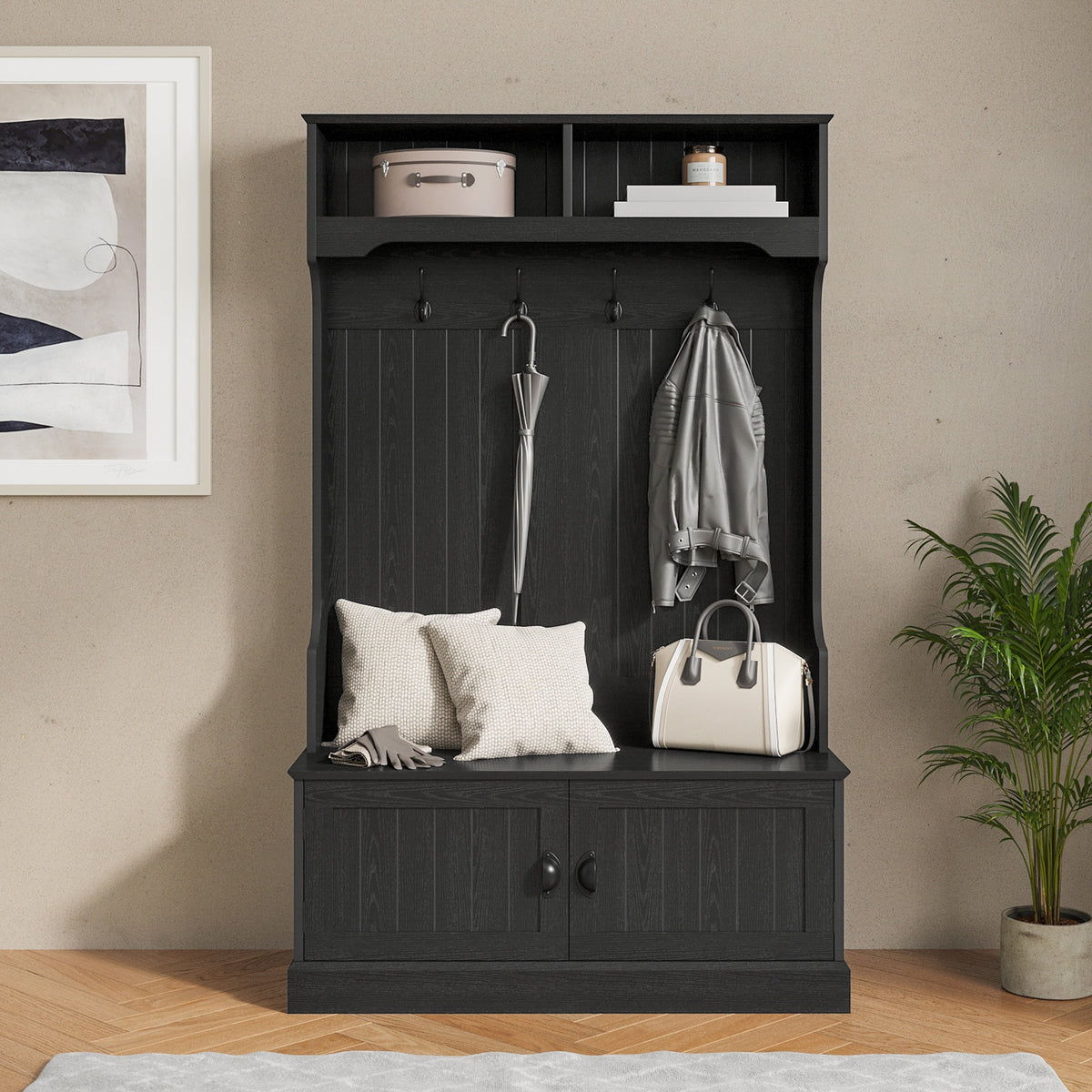 Flash Furniture Fraser Modern 11.75-in Black Composite Hall Tree