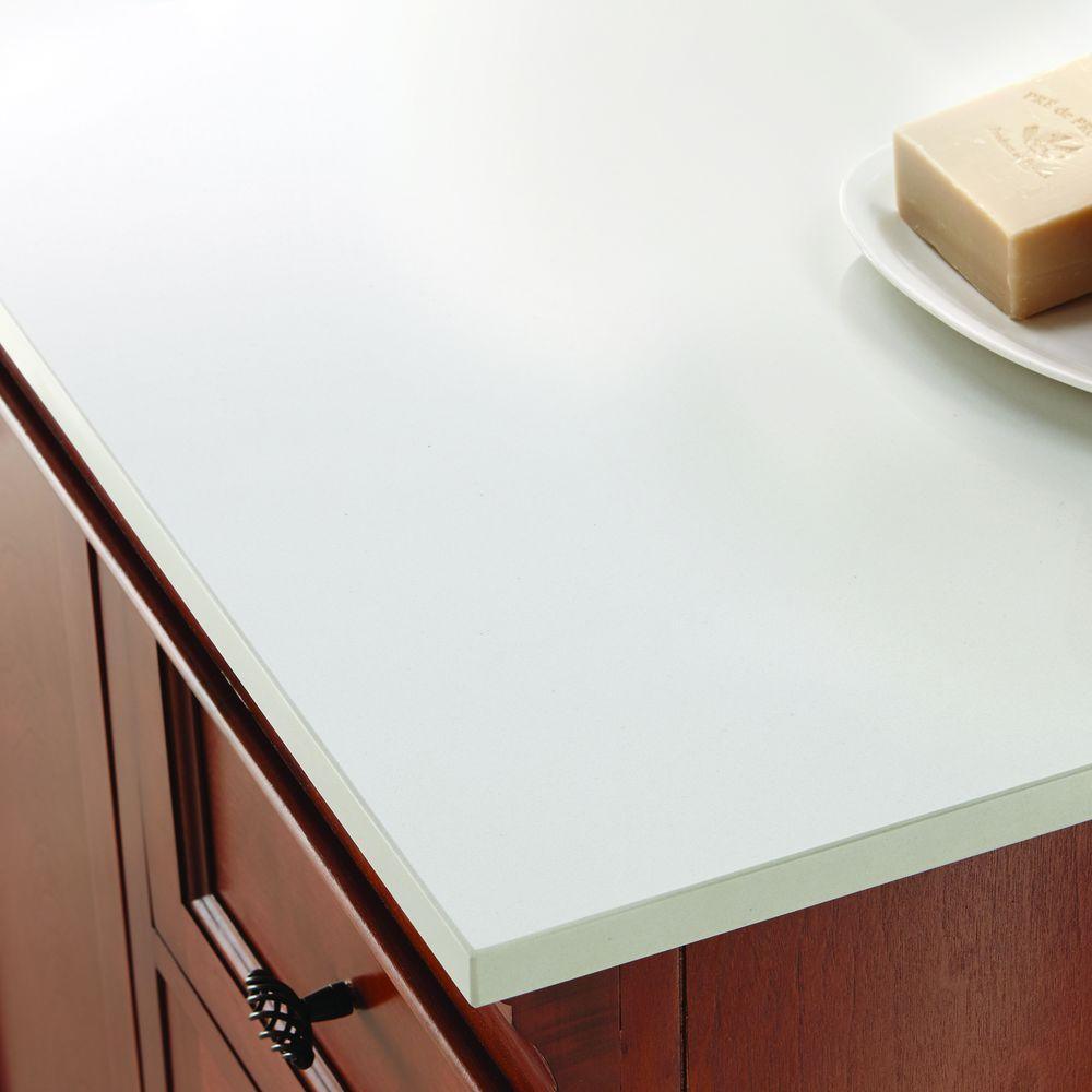 61 in. W Engineered Marble Single Sink Vanity Top in Winter White with White Trough Sink - Super Arbor