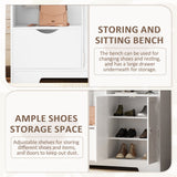 SINOFURN Contemporary White Hall Tree with Cabinet Storage, Bench, and 5 Hooks