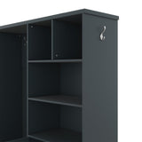 SINOFURN Antique Blue Hall Tree with Bench, Cabinet, Shelves, and Hooks - 73.2-in H x 52.7-in L x 15.7-in D