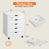 Sumyeg White 5-Drawer 18.7-in File Cabinet