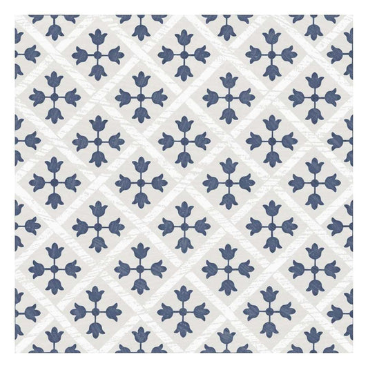 The Tile Life Etiquette Blue 8-in x 8-in Satin Porcelain Encaustic Floor and Wall Tile product image