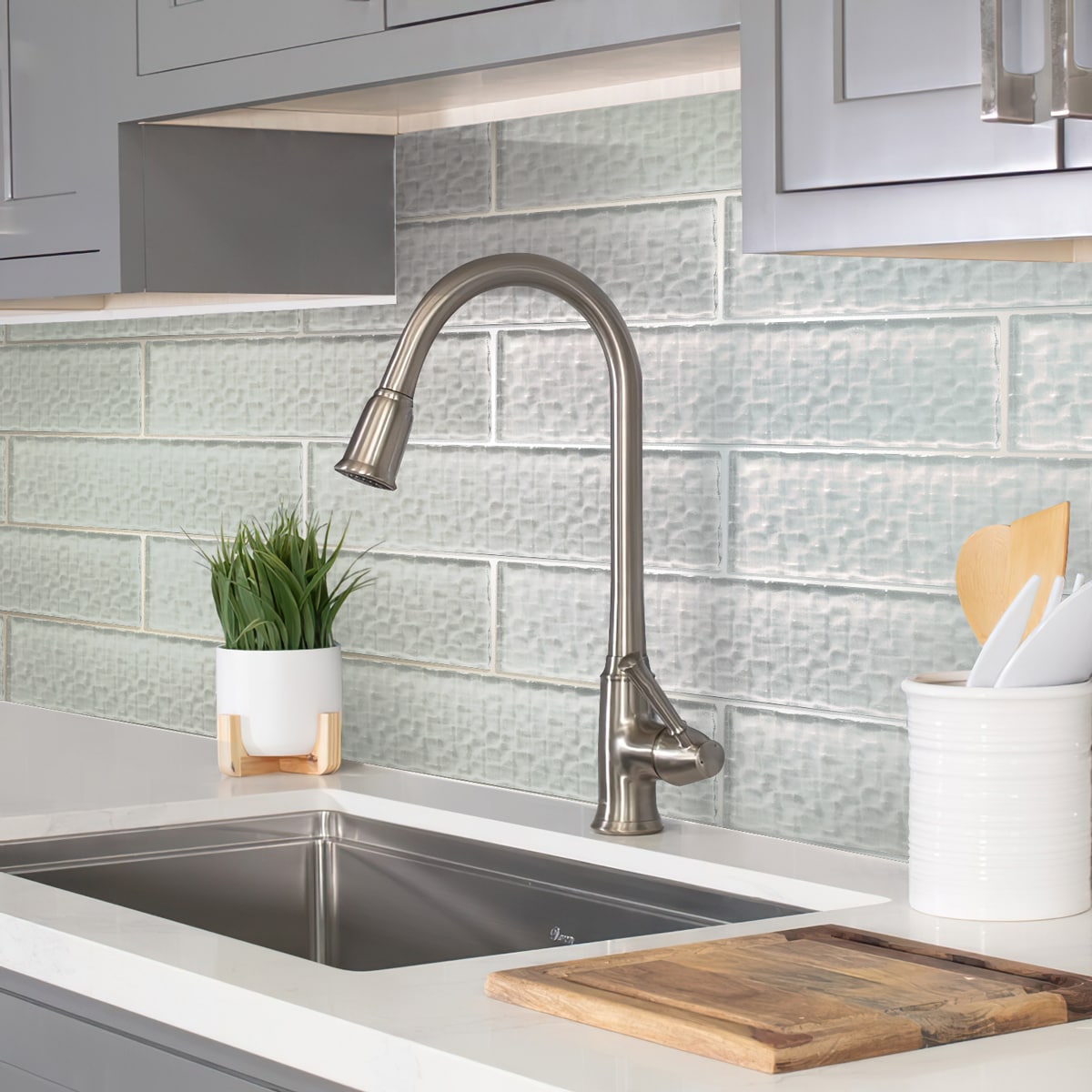 Apollo Tile Colorway Pearl White 3-in x 12-in Multi-finish Glass Subway Floor and Wall Tile (5-sq. ft/ Carton)