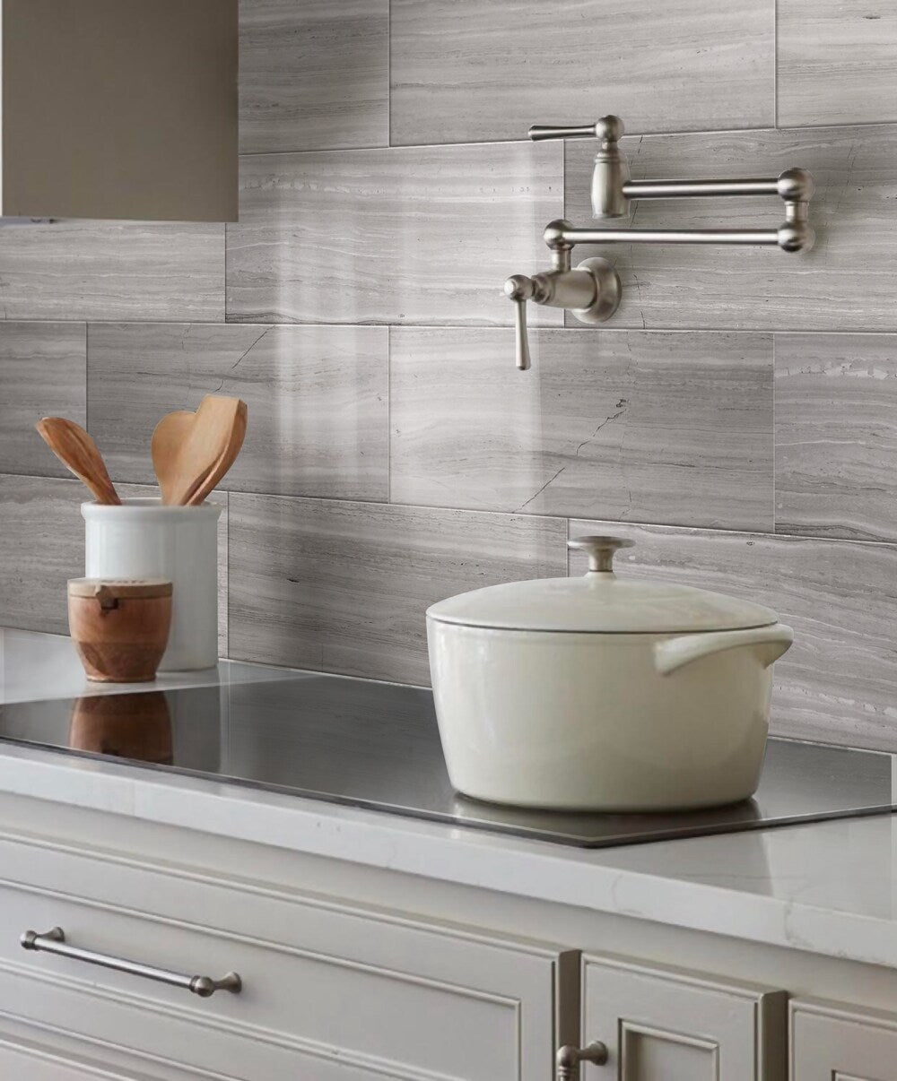 Apollo Tile Grandis Wooden Gray 12-in x 24-in Polished Natural Stone Marble Subway Floor and Wall Tile (10-sq. ft/ Carton)