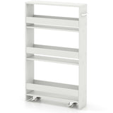 Costway White Wood Base with Wood Top Rolling Kitchen Cart (7-in x 19-in x 32-in)
